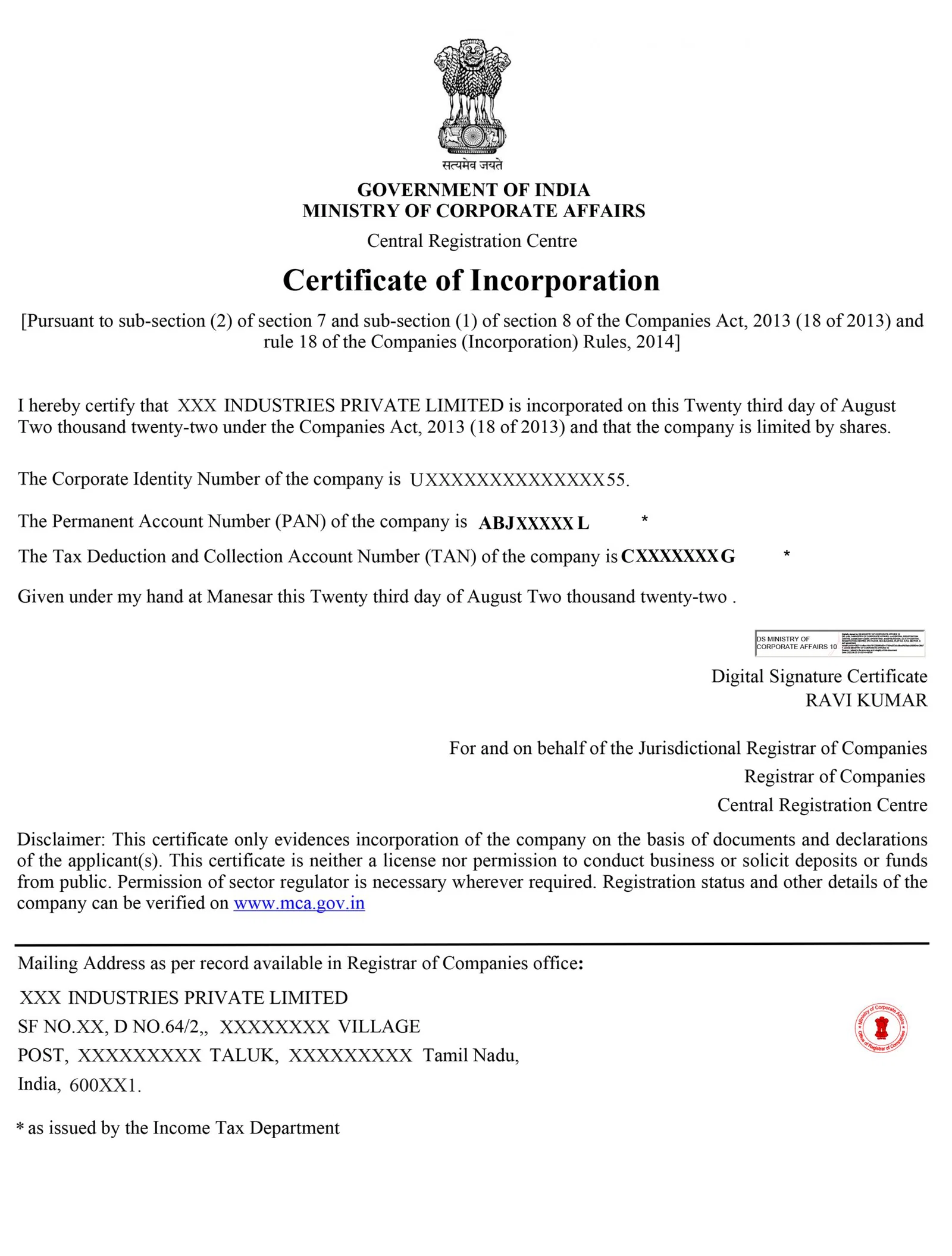 Certificate