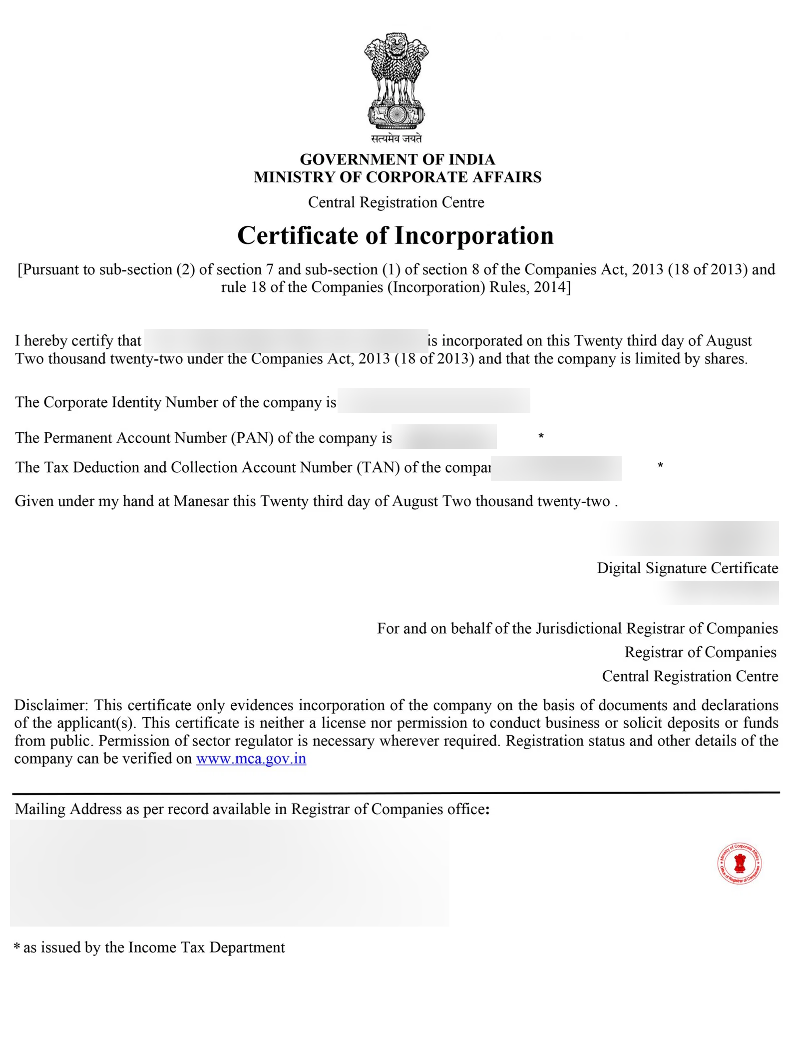 Certificate