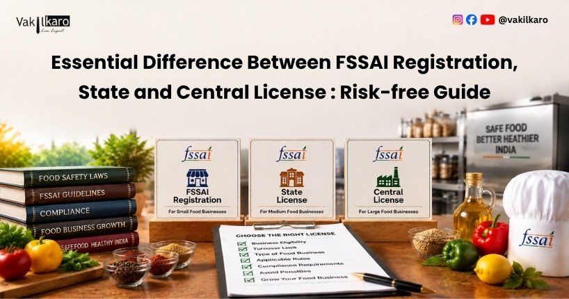 Essential Difference Between FSSAI Registration, State and Central License _ Risk-free Guide-vakilkaro